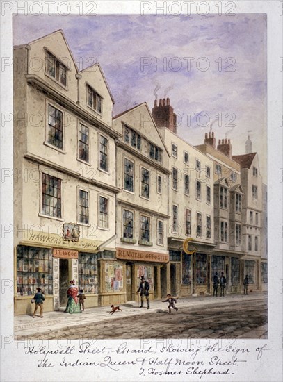 Holywell Street, Westminster, London, c1853. Artist: Thomas Hosmer Shepherd