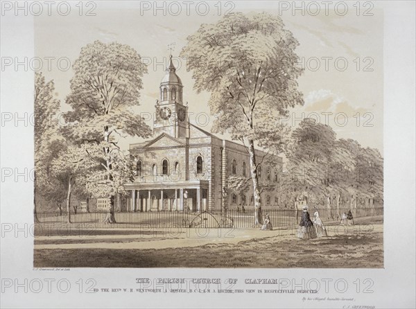 Holy Trinity Church, Clapham, London, c1850. Artist: CJ Greenwood