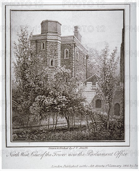 North-west view of the Jewel Tower, Old Palace Yard, Westminster, London, c1805. Artist: John Thomas Smith