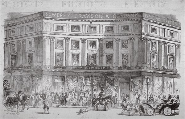 Mercers' shop, Regent Circus, Westminster, London, c1850. Artist: H Leighton