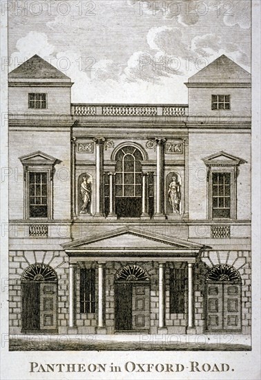 Front view of the Pantheon, Oxford Street, Westminster, London, 1814. Artist: Anon