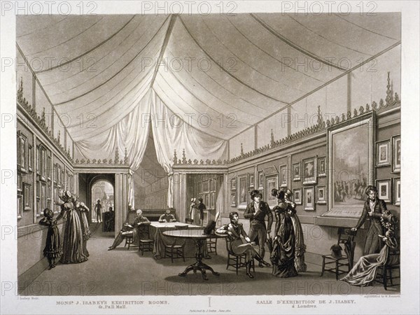 J Isabey's exhibition rooms on Pall Mall, Westminster, London, 1820. Artist: William James Bennett