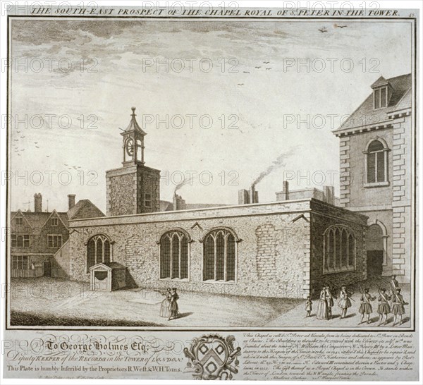 South-east view of the Chapel of St Peter ad Vincula, Tower of London, c1737. Artist: William Henry Toms