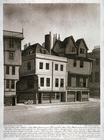 Entrances to Little Sanctuary and Thieving Lane, Westminster, London, 1807. Artist: William Fellows