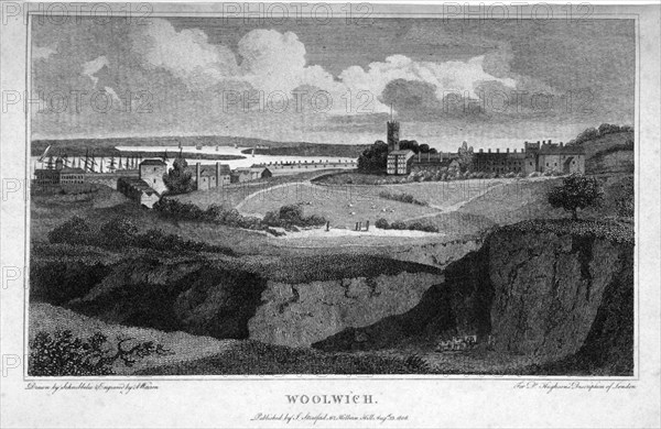 View of Woolwich with the River Thames in the distance, 1806. Artist: AW Warren