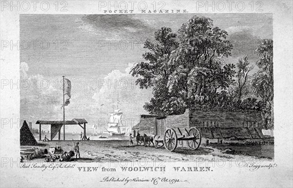 View from Woolwich Warren, Kent, 1794. Artist: Thomas Tagg