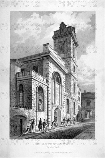 St Bartholomew-by-the-Exchange, City of London, 1837. Artist: John Le Keux