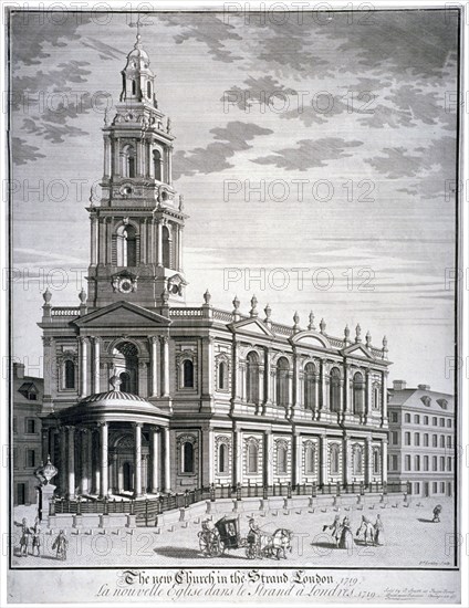 Church of St Mary le Strand, Westminster, London, 1719. Artist: David Lockley