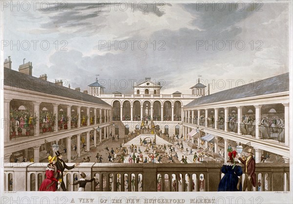 'A View of the New Hungerford Market', Westminster, London, 1833. Artist: J Harris