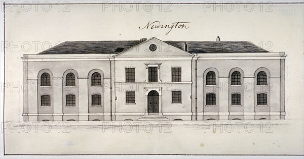 Elevation of the Sessions House on Newington Causeway, Southwark, London, c1825. Artist: Anon