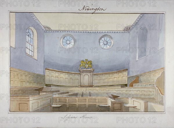 Interior view of the Sessions House on Newington Causeway, Southwark, London, c1825. Artist: Anon