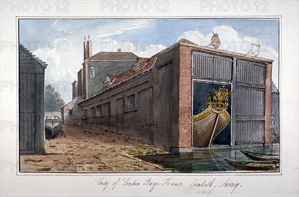 City of London Barge House, Bishop's Walk, Lambeth, London, 1825. Artist: G Yates