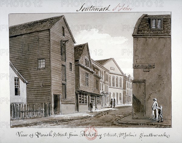 View of Parish Street and Artillery Street, Bermondsey, London, 1828. Artist: John Chessell Buckler