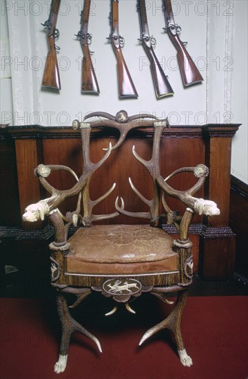 Antler chair, Blair Castle, Blair Atholl, Perthshire, Scotland. Artist: Tony Evans