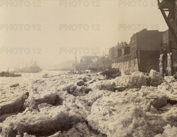 View of the Thames above Limehouse, London, during the frost of February 1895. Artist: Unknown