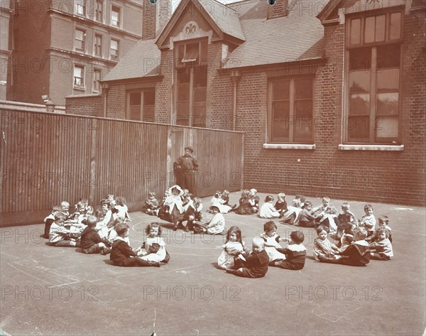 Playground scene, Hugh Myddelton School, Finsbury, London, 1906. Artist: Unknown.