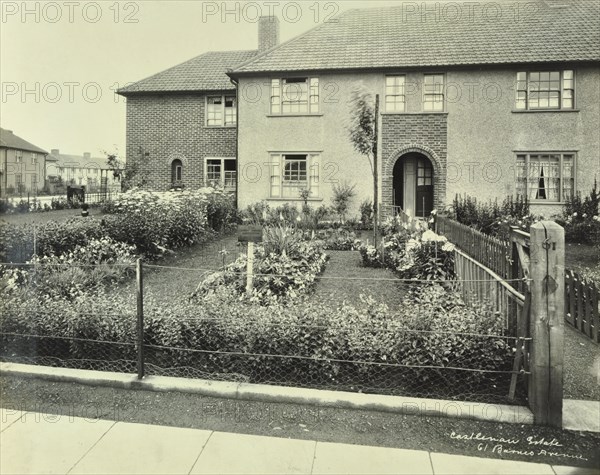 Front garden of 61 Barnes Avenue, on the Castelnau Estate, Barnes, London, 1930 Artist: Unknown.