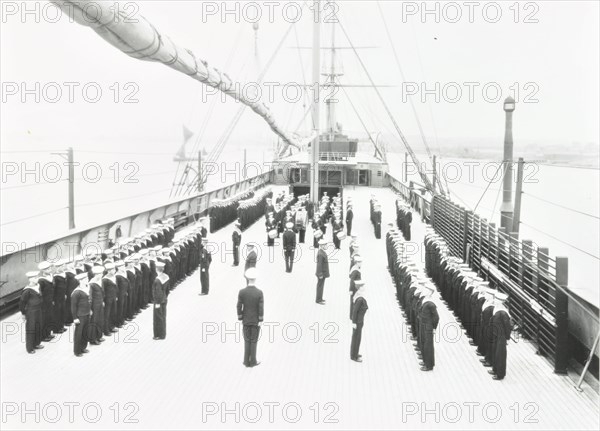 The 'Exmouth' training ship, River Thames, London, 1937. Artist: Unknown.