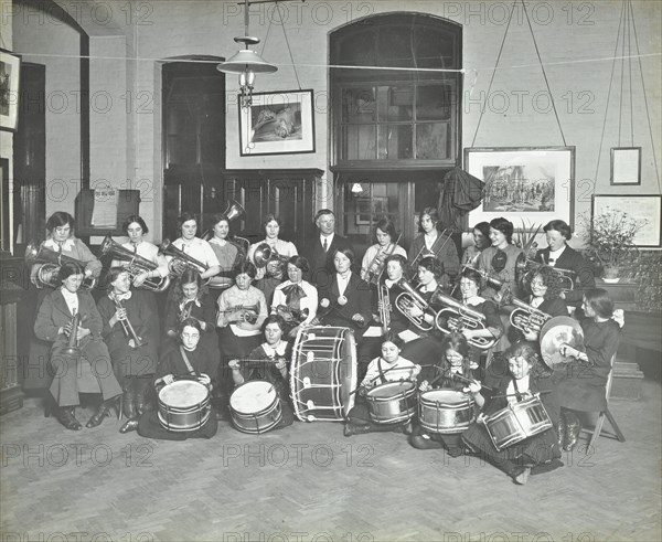 Women's brass band, Cosway Street Evening Institute for Women, London, 1914. Artist: Unknown.