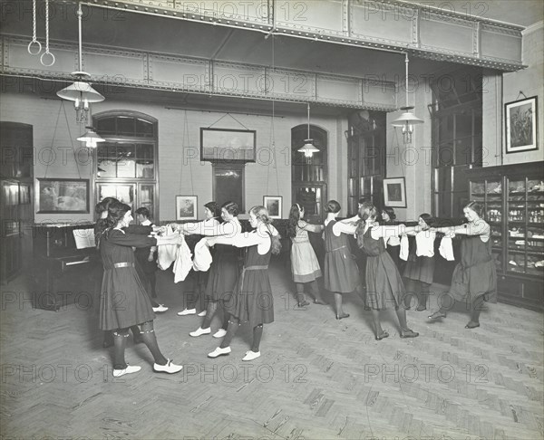 Girls morris dancing, Cosway Street Evening Institute for Women, London, 1914. Artist: Unknown.