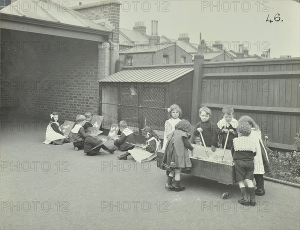 Children in the playground, Southfields Infants' School, Wandsworth, London, 1906. Artist: Unknown.