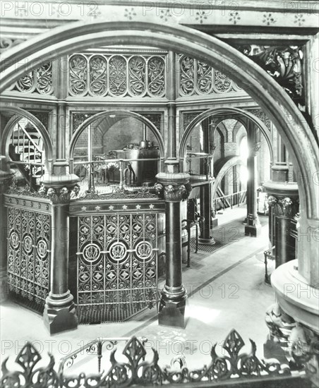 Interior of Crossness Sewage Treatment Works, Erith, London, 1949. Artist: Unknown.