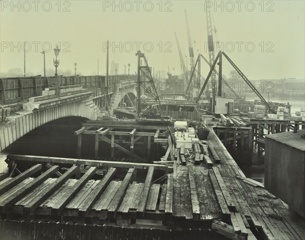 Widening of Putney Bridge, London, 1931. Artist: Unknown.