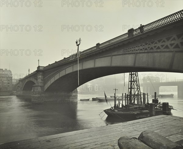 Southwark Bridge under repair, London, 1913. Artist: Unknown.