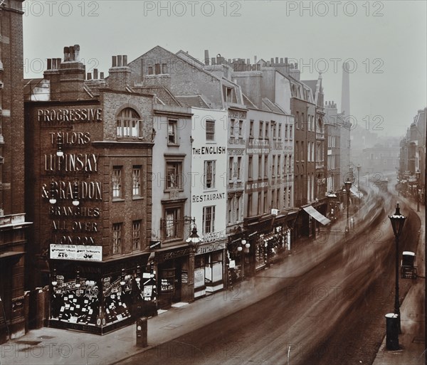 Shops on Bishopsgate, London, October 1909. Artist: Unknown.