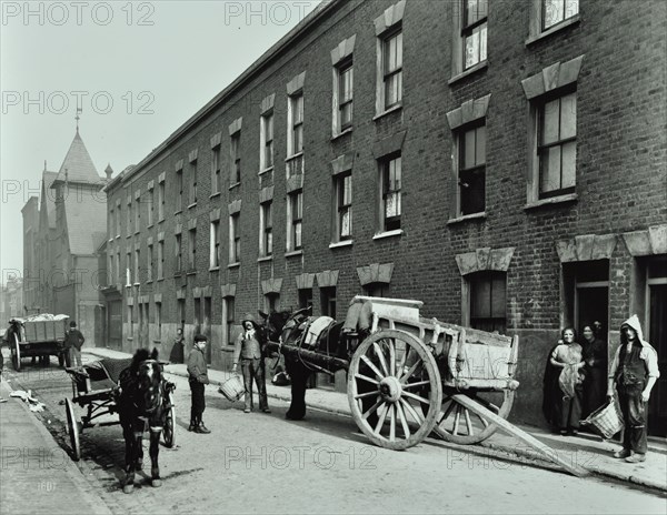 Dustmen and dust cart in Beckett Street, Camberwell, London, 1903. Artist: Unknown.