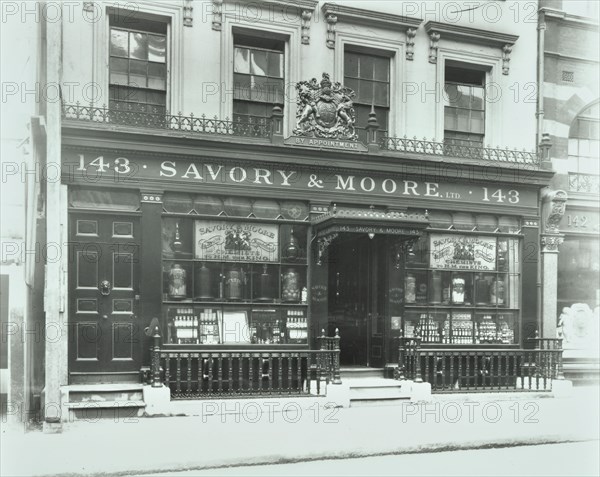 Savory & Moore's Pharmacy, 143 New Bond Street, London, 1912. Artist: Unknown.