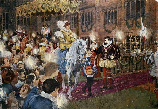 Robert Dudley welcoming Queen Elizabeth I to Kenilworth Castle, Warwickshire, July 1575 (c2000s)