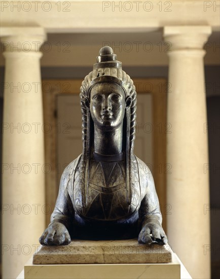 Lead sphinx by John Cheere on the ground floor of the Link Building, Chiswick House, London, c2000s