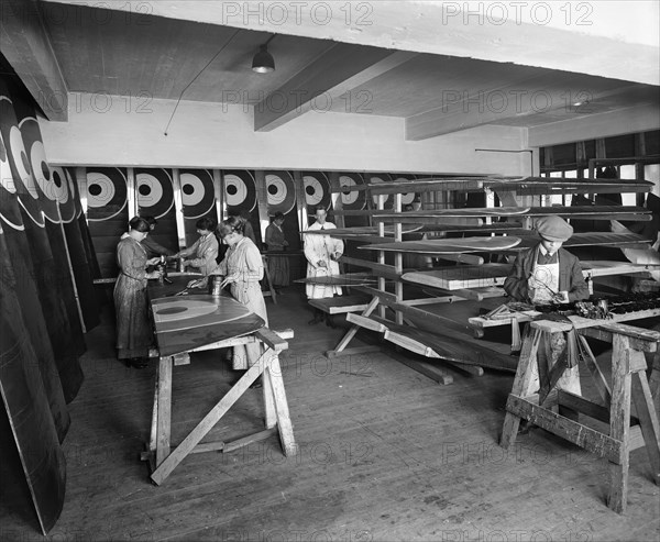 Aircraft manufacturing, Waring and Gillow factory, Hammersmith, London, November, 1916