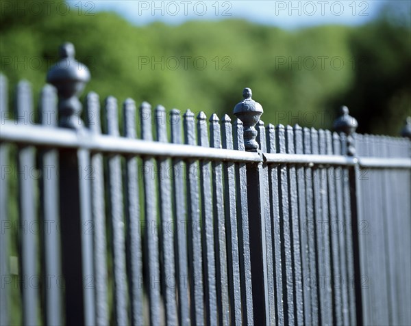 Detail of the railings on the parapet of the Iron Bridge, Ironbridge, Shropshire