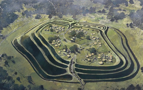 Old Oswestry Hill Fort, at the height of its occupation, Iron Age, (c1970-2010)