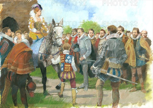 Elizabeth I being welcomed to Kenilworth Castle, 1570s, (c1990-2010) Artist