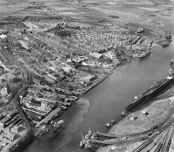 Blyth Harbour and town, Northumberland, 1948