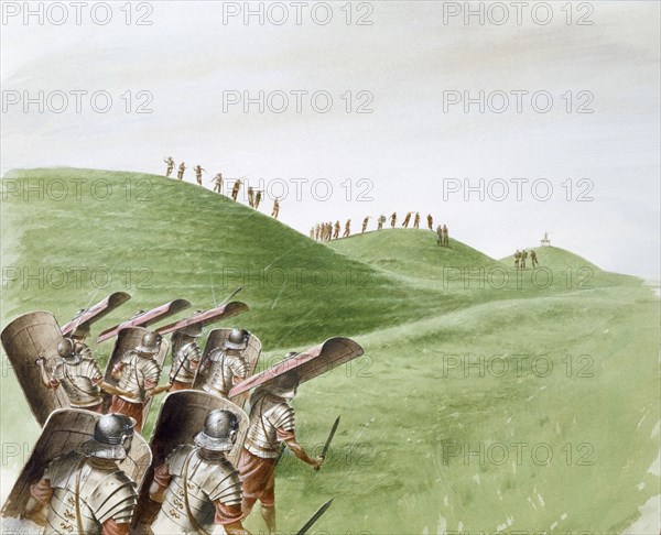 Roman soldiers in battle with Celtic tribes, c1st century, (c1990-2010)