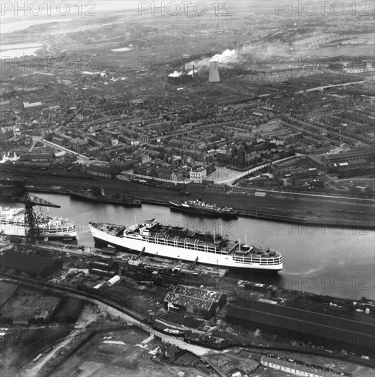 SS 'Himalaya' moored in Buccleuch Dock, Barrow-in-Furness, Cumbria, 1948