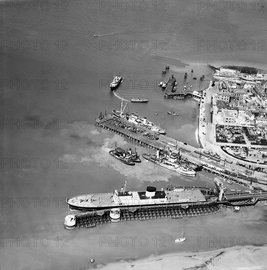 Trinity Pier and the Train Ferry Berth, Harwich, Essex, 1952