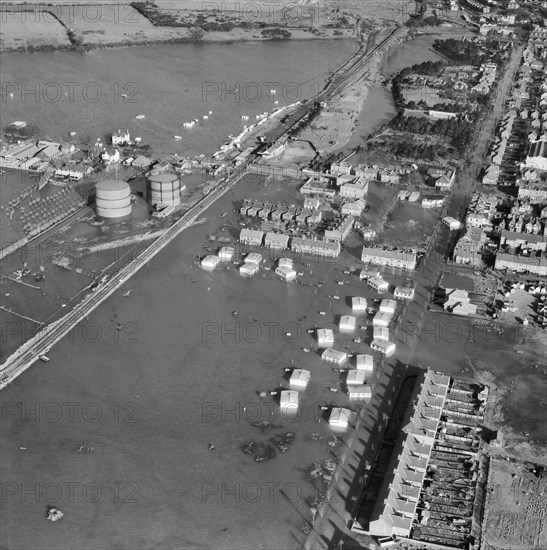 Flooding around Langer Road, Felixstowe, Suffolk, 1953