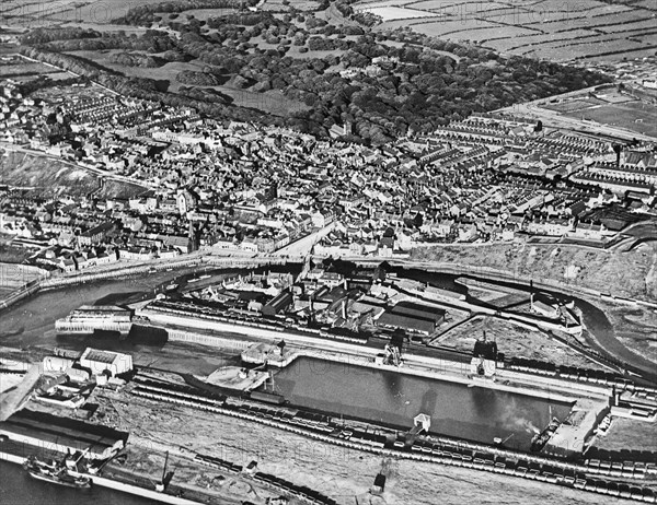 The docks and town, Maryport, Cumbria, 1930