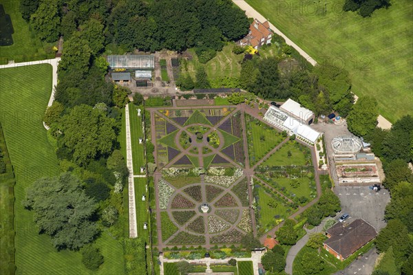Aerial view of formal gardens at Sutton Park, Surrey, 2014