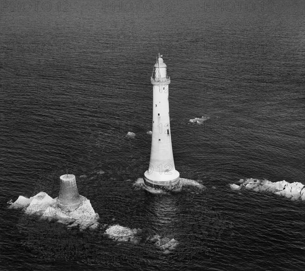 Eddystone Lighthouse and the foundations of Smeaton's Tower, Plymouth, Devon, 1948