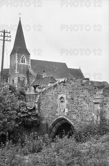 St Cuthbert's Church and bridge over Birdforth Beck, Church Lane, Sessay, North Yorkshire, 1969