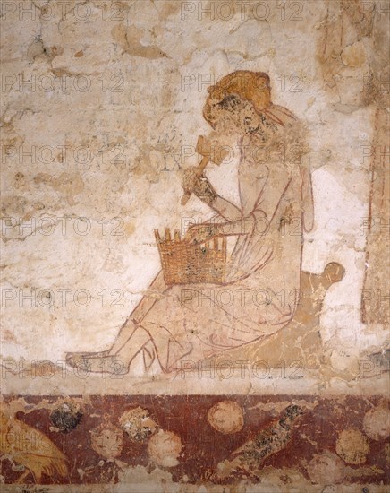 Wall painting, Longthorpe Tower, Thorpe Road, Peterborough, Cambridgeshire, c2010