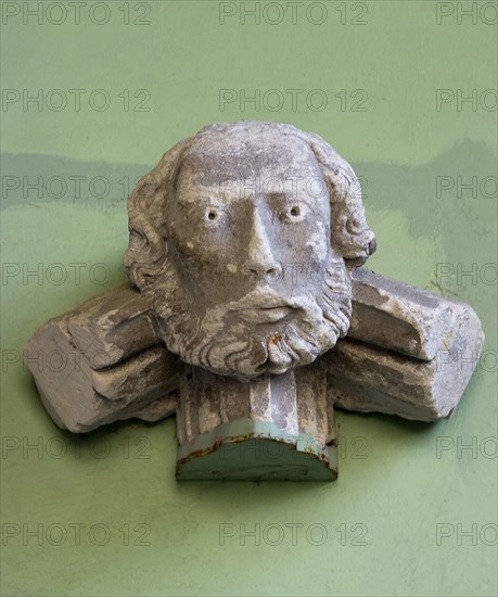 Carved stone face, Greyfriars, Great Yarmouth, Norfolk, c2011