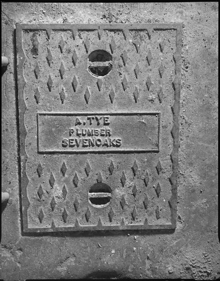 Iron drain cover in the cellar, Broughton House, London Road, Dunton Green, Kent, 1990