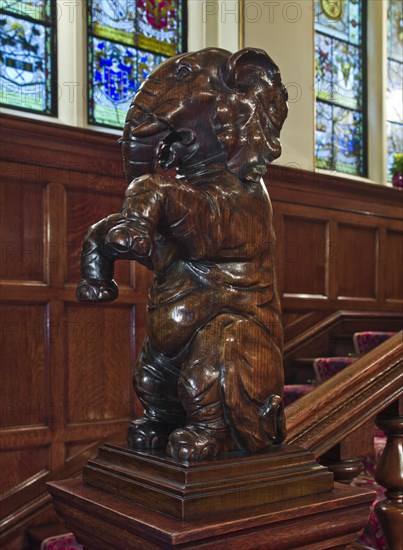 Main stair with elephant newel post, Cutlers' Hall, Warwick Lane, City of London, 2011